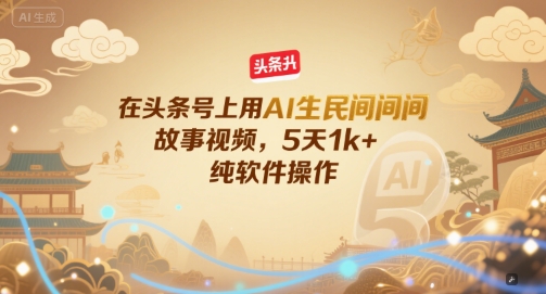 在头条号上用AI生民间故事视频，5天1k+，纯软件操作 - 宏盛创业网-宏盛创业网