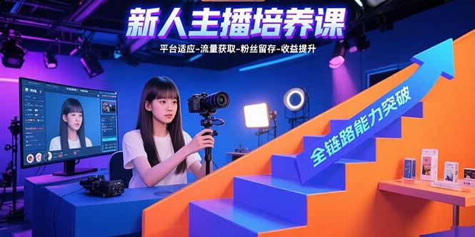 新人主播培养课：平台适应-流量获取-粉丝留存-收益提升 全链路能力突破 - 宏盛创业网-宏盛创业网