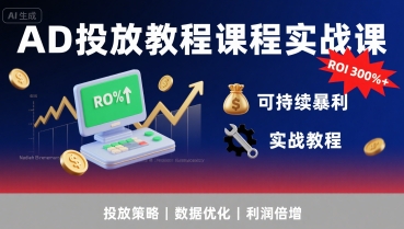 AD投放教程课程实战课，实现广告ROI300%+可持续暴利 - 宏盛创业网-宏盛创业网