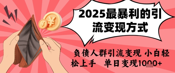 2025年最暴利的引流变现方式，负债人群引流变现，小白轻松上手，日入1k - 宏盛创业网-宏盛创业网