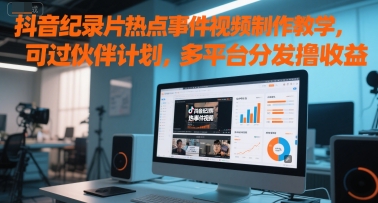 抖音纪录片热点事件视频制作教学，可过伙伴计划，多平台分发撸收益 - 宏盛创业网-宏盛创业网
