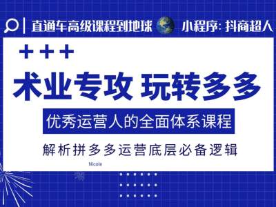 术业专攻玩转多多，优秀运营人的全面体系课程，解析拼多多运营底层必备逻辑 - 宏盛创业网-宏盛创业网