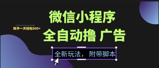 微信小程序全自动撸广告项目，彻底解决没流量的问题，新手一天8张+【揭秘】 - 宏盛创业网-宏盛创业网