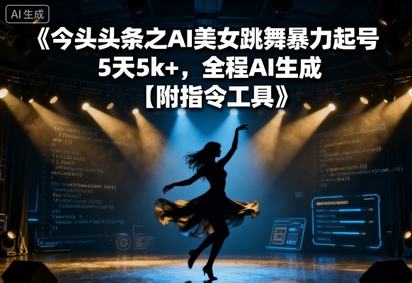 今日头条之AI美女跳舞暴力起号，5天1k+，全程AI生成【附指令工具】 - 宏盛创业网-宏盛创业网