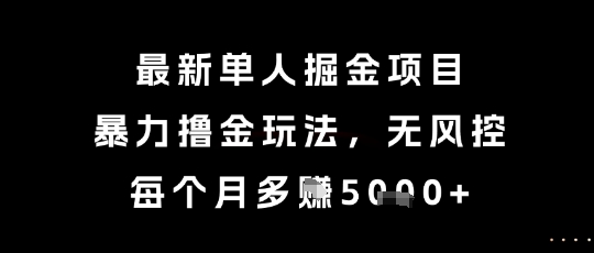 最新单人掘金项目，暴力撸金玩法，无风控，每个月多挣5k+【揭秘】 - 宏盛创业网-宏盛创业网