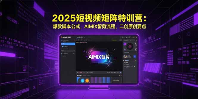 2025短视频矩阵特训营：爆款脚本公式，AIMIX智剪流程，二创原创要点 - 宏盛创业网-宏盛创业网