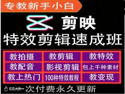 剪映特效教程和运营变现教程，特效剪辑速成班，专教新手小白 - 宏盛创业网-宏盛创业网