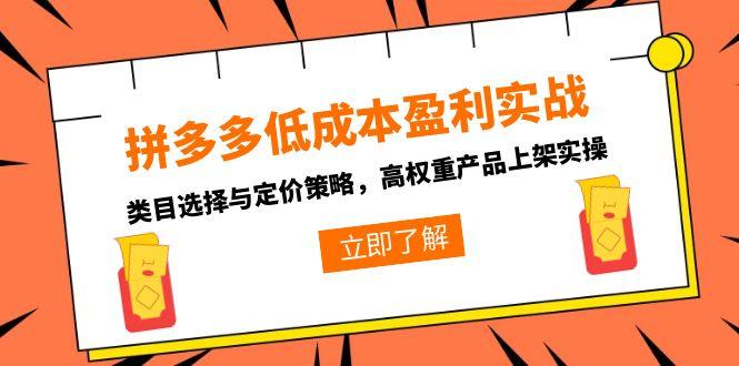 拼多多低成本盈利实战，类目选择与定价策略，高权重产品上架实操 - 宏盛创业网-宏盛创业网