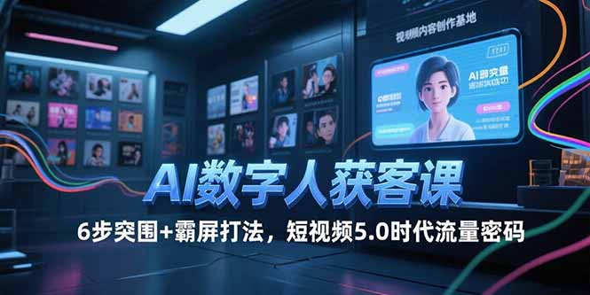 AI数字人获客课，6步突围+霸屏打法，短视频5.0时代流量密码 - 宏盛创业网-宏盛创业网