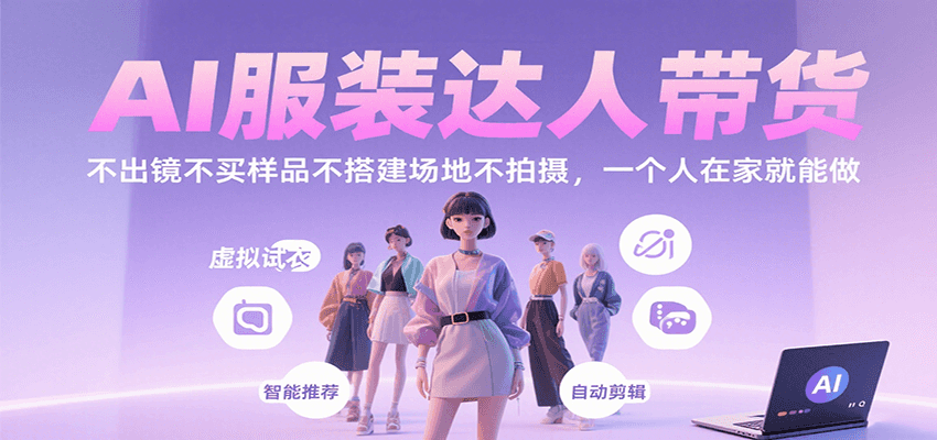 AI服装达人带货，不出镜不买样品不搭建场地不拍摄，一个人在家就能做 - 宏盛创业网-宏盛创业网