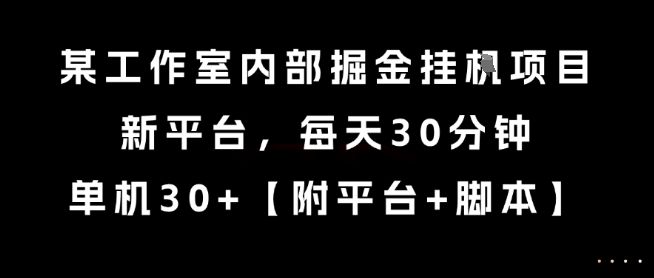 某工作室内部掘金挂G项目，新平台，每天30分钟，单机30+【揭秘】 - 宏盛创业网-宏盛创业网