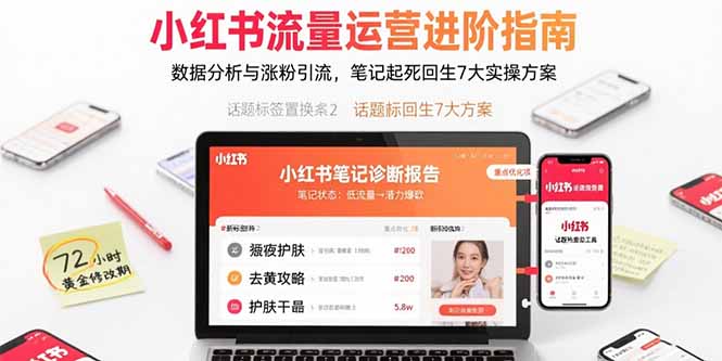 小红书流量运营进阶指南，数据分析与涨粉引流，笔记起死回生7大实操方案 - 宏盛创业网-宏盛创业网