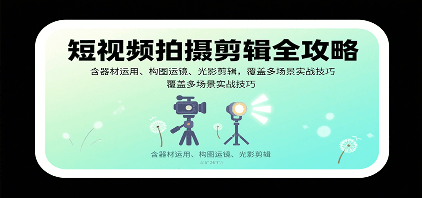 短视频拍摄剪辑全攻略：含器材运用、构图运镜、光影剪辑，覆盖多场景实战技巧 - 宏盛创业网-宏盛创业网