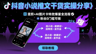 抖音小说推文干货实操分享，混剪+AI图片卡特效爆量全流程，0粉丝0门槛可做 - 宏盛创业网-宏盛创业网