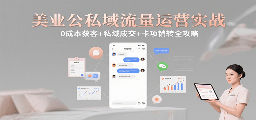 美业公私域流量运营实战：0成本获客+私域成交+卡项销转全攻略 - 宏盛创业网-宏盛创业网
