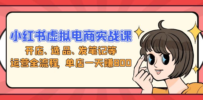 小红书虚拟电商实战课：开店、选品、发笔记等运营全流程，单店一天赚800 - 宏盛创业网-宏盛创业网