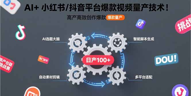 AI+小红书/抖音平台爆款视频量产技术：高产高效创作爆款视频！ - 宏盛创业网-宏盛创业网