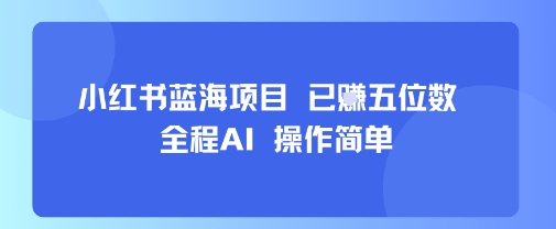 小红书蓝海项目，全程AI，操作简单，已挣五位数 - 宏盛创业网-宏盛创业网