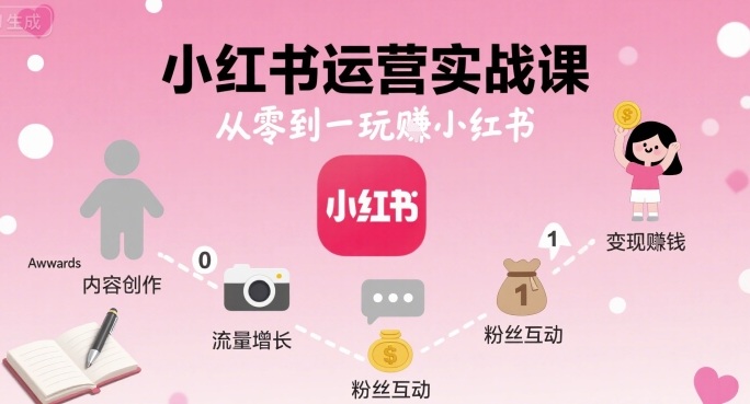 小红书运营实战课，从零到一玩賺小红书 - 宏盛创业网-宏盛创业网