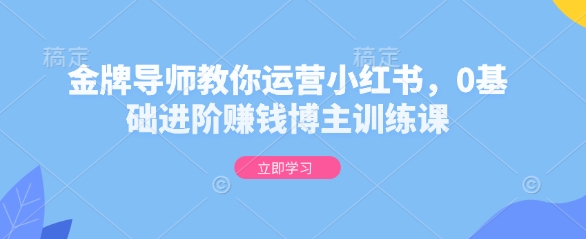 金牌导师教你运营小红书，0基础进阶赚钱博主训练课 - 宏盛创业网-宏盛创业网