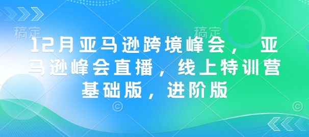 12月亚马逊跨境峰会， 亚马逊峰会直播，线上特训营基础版，进阶版 - 宏盛创业网-宏盛创业网