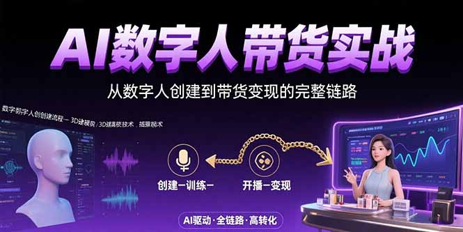 AI数字人+带货实战：从数字人创建到带货变现的完整链路 - 宏盛创业网-宏盛创业网