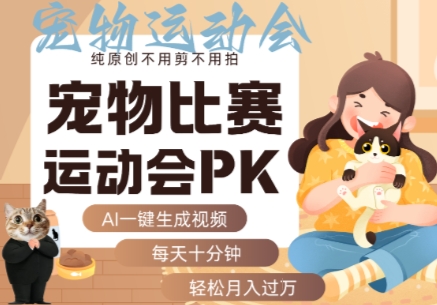 AI一键生成宠物比赛运动会PK视频，纯原创不用剪不用拍，每天十分钟，轻松月入过1W+ - 宏盛创业网-宏盛创业网