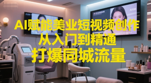 AI赋能美业短视频创作，从入门到精通，打爆同城流量，超级AI工具短视频实操落地 - 宏盛创业网-宏盛创业网