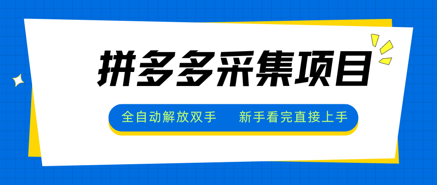拼多多采集项目，全自动解放双手，单号日入30+ - 宏盛创业网-宏盛创业网