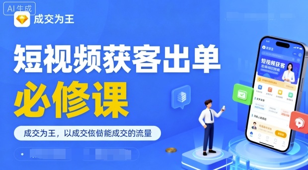 短视频获客出单必修课，成交为王，以成交为导向，直接做能成交的流量 - 宏盛创业网-宏盛创业网