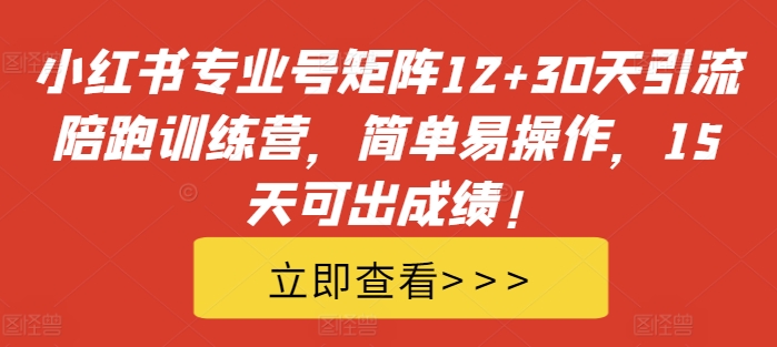 小红书专业号矩阵12+30天引流陪跑训练营，简单易操作，15天可出成绩! - 宏盛创业网-宏盛创业网