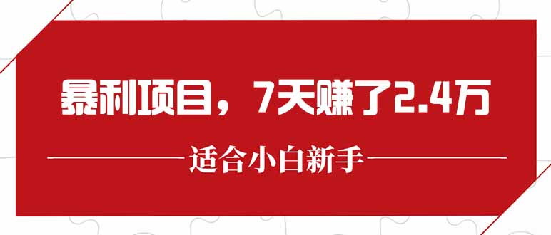 最新暴利项目，每单收益轻松在300以上，7天赚了2.4万 - 宏盛创业网-宏盛创业网