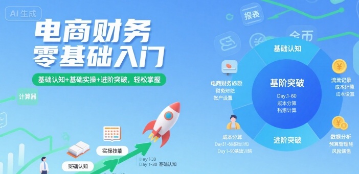 电商财务零基础入门，基础认知+基础实操+进阶突破，轻松掌握 - 宏盛创业网-宏盛创业网