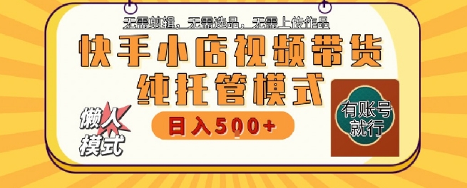 快手小店托管代运营，无需剪辑，无需选品，无需上传作品，全程无需操作，轻松月入5k+【揭秘】 - 宏盛创业网-宏盛创业网