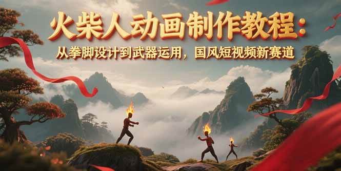 火柴人动画制作教程：从拳脚设计到武器运用，国风短视频新赛道 - 宏盛创业网-宏盛创业网