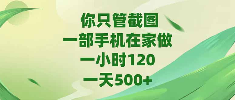 你只管截图，一部手机在家做，一小时120，-天500+ - 宏盛创业网-宏盛创业网