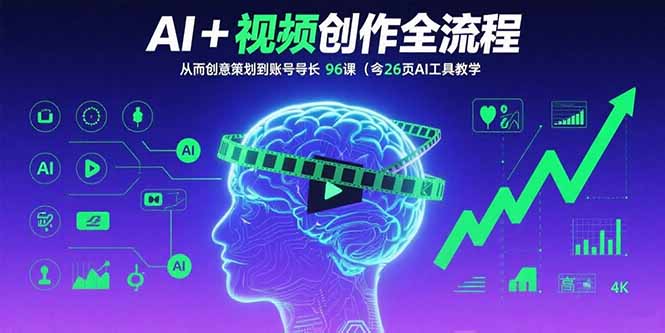 AI+短视频创作全流程：从创意策划到账号增长，96节课(含26项AI工具教学 - 宏盛创业网-宏盛创业网