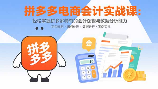 拼多多电商会计实战课：轻松掌握拼多多特有的会计逻辑与数据分析能力 - 宏盛创业网-宏盛创业网