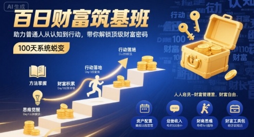 百日财富筑基班，助力普通人从认知到行动，带你解锁顶级财富密码 - 宏盛创业网-宏盛创业网