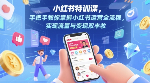小红书特训课，手把手教你掌握小红书运营全流程，实现流量与变现双丰收 - 宏盛创业网-宏盛创业网