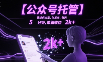 【公众号托管 】我提供文章，你发布，每天5分钟，单篇收益2k+【揭秘】 - 宏盛创业网-宏盛创业网