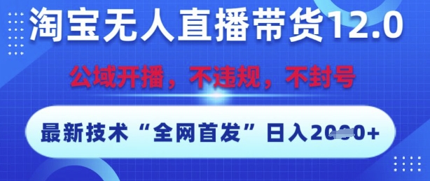 淘宝无人直播带货12.0，最新技术，不封号，不违规，操作简单，开播爆单，日入多张【揭秘】 - 宏盛创业网-宏盛创业网