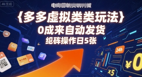 多多虚拟类目玩法，0成本全自动发货，矩阵操作日5张 - 宏盛创业网-宏盛创业网