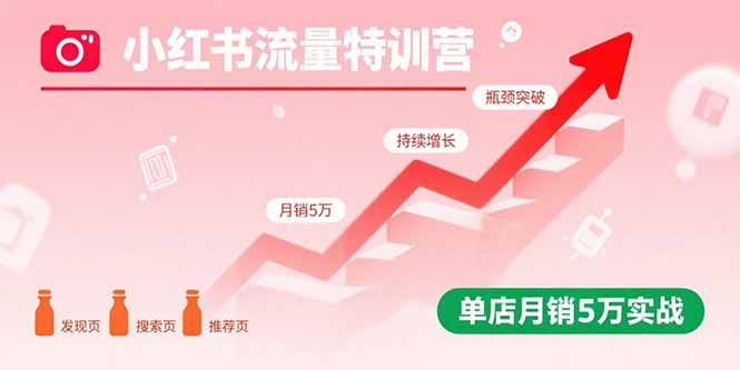 小红书流量特训营：突破流量瓶颈，实现店铺持续增长，单店月销5万实战 - 宏盛创业网-宏盛创业网