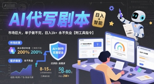 AI代写剧本，市场巨大，单子做不完，日入1k+ 永不失业【附工具指令】 - 宏盛创业网-宏盛创业网