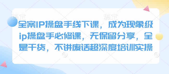 全案IP操盘手线下课，成为现象级ip操盘手必修课，无保留分享，全是干货，不讲废话超深度培训实操 - 宏盛创业网-宏盛创业网