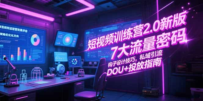 短视频训练营2.0新版，7大流量密码/钩子设计技巧/私域引流/DOU+投放指南 - 宏盛创业网-宏盛创业网
