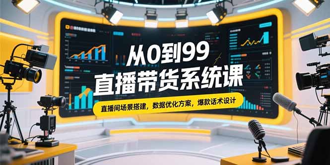 从0到99直播带货系统课，直播间场景搭建，数据优化方案，爆款话术设计 - 宏盛创业网-宏盛创业网