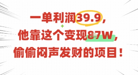 一单利润39.9，有人靠这个变现几十个，偷偷闷声发财的项目 - 宏盛创业网-宏盛创业网