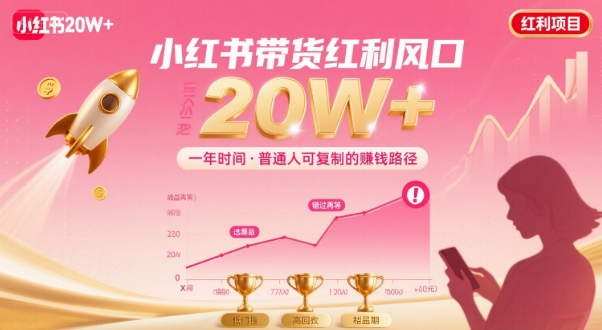 一年时间靠小红书带货项目年入20w+，最不能错的大红利项目 - 宏盛创业网-宏盛创业网